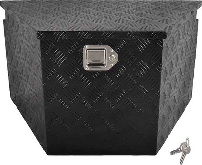 33 Inch Aluminum Trailer Tongue Tool Box 5 Bar Tread Wide Utility ToolBox for Pick Up Truck RV Storage Organizer Tool Box with Lock and Keys - 33"X19"X18" Black