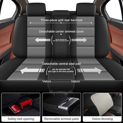 YORKNEIC Full Set Seat Covers Fit for Cadillac CT5 2020-2025 2026: 5 Seats Leather Car Seat Covers - Waterproof Car Seat Protector Compatible Airbag (5 Full Seat,Black & Grey)