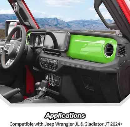 JeCar 2pcs for 2024 Jeep Wrangler JL Interior Center Console Dash Panel Cover Trim (Green)