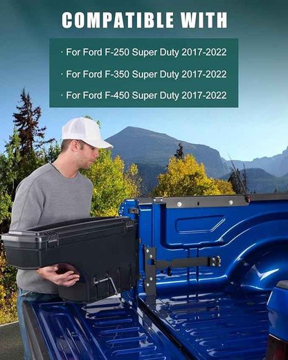 SCITOO Truck Bed Tool Box for Ford F-250 Super Duty for F-350 Super Duty 2017-2022 Right Passenger Side,Multi-Compartment Dividers Organized Storage,Heavy Duty & No-Drill Installation