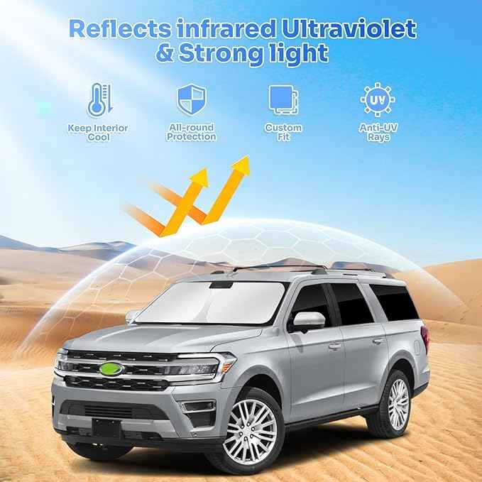 Sunshades for 2025 2026 Ford Expedition Accessories Windshield Sun Shade Side Rear Window Shade Cover Sun Visor Shield Privacy Protection for Camping Keep Vehicle Cool Black 8PCS
