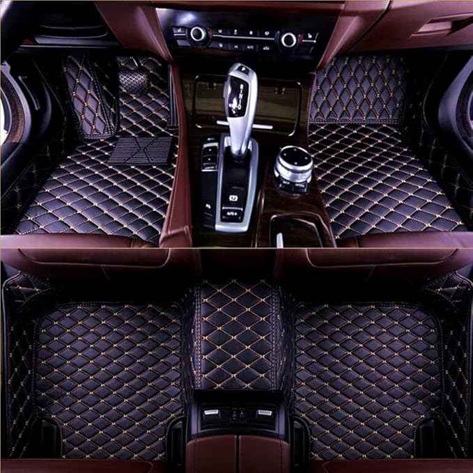 Custom Making Car Floor Mats Compatible with Audi BMW Mercedes-Benz Toyota Lexus Honda Infiniti Nissan Hyundai Kia All Models 2005-2026 (Black Gold)