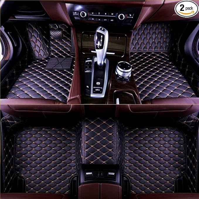 Custom Making Car Floor Mats Compatible with Audi BMW Mercedes-Benz Toyota Lexus Honda Infiniti Nissan Hyundai Kia All Models 2005-2026 (Black Gold)