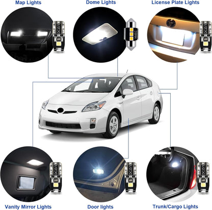 EASY EAGLE LED Interior Car Lights for Toyota-Prius-2010-2015: 10 Piece Kit White LED Light Bulbs - Super Bright 6000K + Install Tool