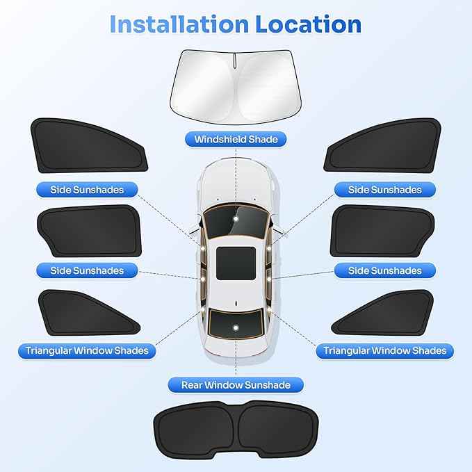 Sunshades for 2021-2025 2026 Toyota Sienna Accessories Windshield Sun Shade Side Rear Window Shade Cover Sun Visor Shield Privacy Protection for Camping Keep Vehicle Cool Black 8PCS