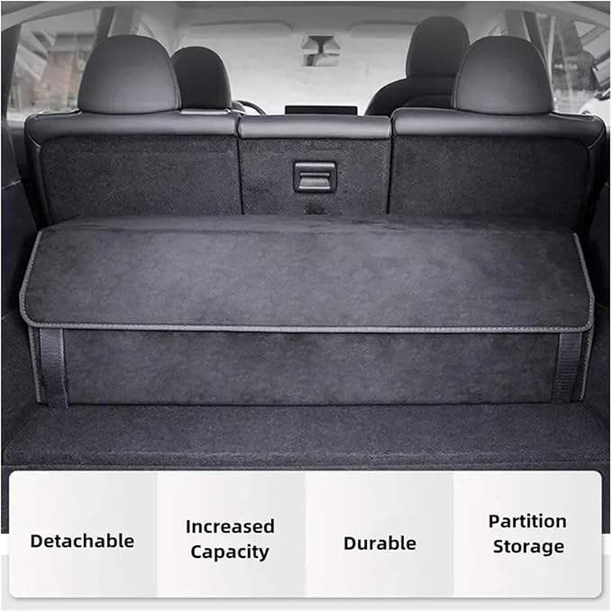 Folding Car Trunk Organizer Compatible For Tesla Model 3 X S Y Leather Big Capacity Storage Box Detachable Partition Car Trunk Storage