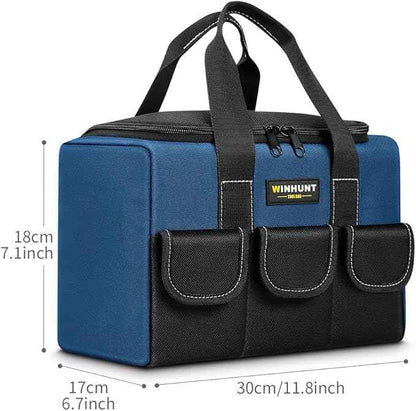Small Tool Bag, Waterproof Tool Bag Organizer 1680D Tool Bags for Men Heavy Duty, with Multi-Pockets for Electricians, Blue