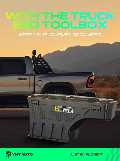YHTAUTO Truck Bed Storage Tool Box Lockable Compatible with 2004-2012 Chevrolet Colorado GMC Canyon, Driver Side, Without Bed Rail Storage, Swing Waterproof Wheel Well Toolbox