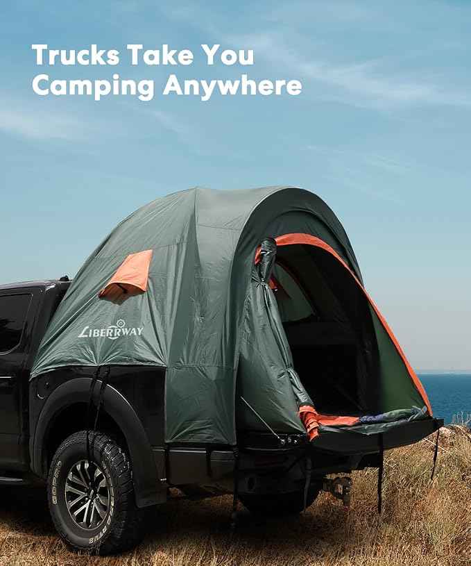 LIBERRWAY Truck Bed Tent for 2 Person, 6.4-6.7 FT Pickup Truck Tent with Waterproof Rainfly Oxford for Camping Travel Outdoor Chevy Silverado 1500 Dodge Ram 2500 Ford F-250 GMC Sierra 1500