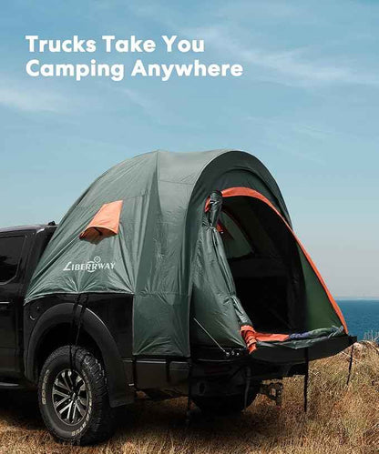 LIBERRWAY Truck Bed Tent for 2 Person, 6.4-6.7 FT Pickup Truck Tent with Waterproof Rainfly Oxford for Camping Travel Outdoor Chevy Silverado 1500 Dodge Ram 2500 Ford F-250 GMC Sierra 1500
