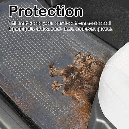 Vaygway All Weather Floor Mats-Universal 4 Piece Car Interior- Rubber Clear Car Plastic Rug-Blue-Tinged Weather Protection Mats