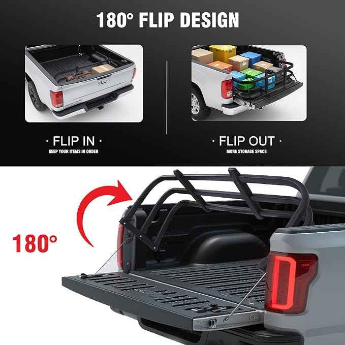 tekstap Truck Bed Extender,No Drill Installation for Ford F150 F250/F350 2007-2026,Aluminum Retractable Tailgate Extender,Drilling Required for Dodge Ram 1500/2500/3500,Chevrolet Silverado/GMC Sierra