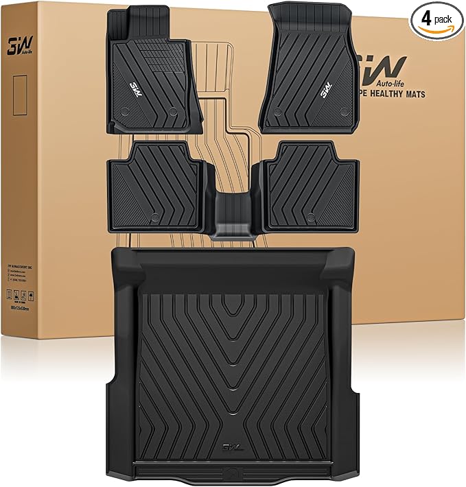 3W Floor Mats & Cargo Liner Custom Fit for 2019-2024 2025 G20 BMW 3 Series 330i Sedan, TPE All Weather Floor Liner for BMW 3 Series G20 1st and 2nd Row Full Set Car Mats (NOT for 330e/GT)