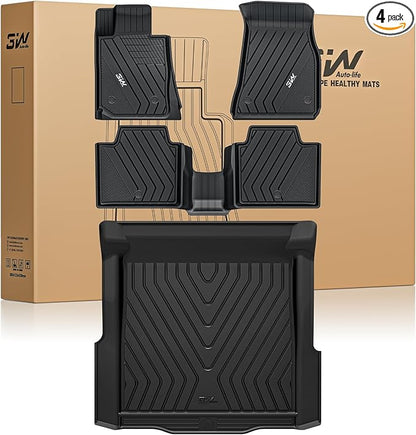 3W Floor Mats & Cargo Liner Custom Fit for 2019-2024 2025 G20 BMW 3 Series 330i Sedan, TPE All Weather Floor Liner for BMW 3 Series G20 1st and 2nd Row Full Set Car Mats (NOT for 330e/GT)