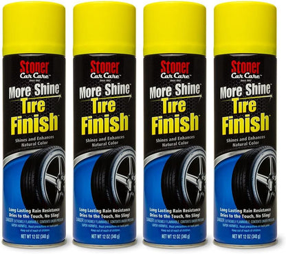 Stoner Car Care 91094-4PK More Shine Tire Finish for Tire and Wheel Care Creates a Long-Lasting, Rain-Resistant Tire Shine, Makes Faded Tires Look New, Non-Greasy Formula, 12 Oz, Pack of 4