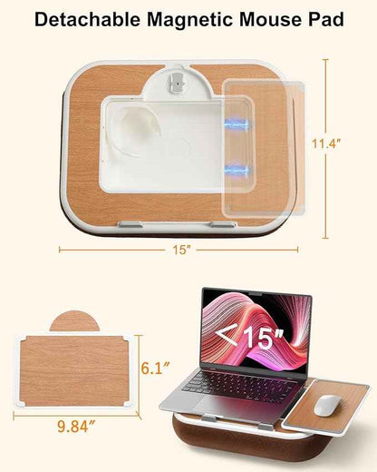 Car Desk for Laptop with Mouse Pad, Car Tablet Holder Back Seat for Kids, Car Tray Table for Front Seat Passenger, Portable Soft Pillow Stand for Vehicle Bed Sofa - Wood Grain