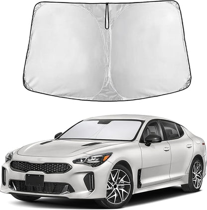 EcoNour Windshield Sun Shade Compatible for Kia Stinger 2018-2023 Front Window Sunshade Foldable Sun Visor UV & Heat Blocking Protection