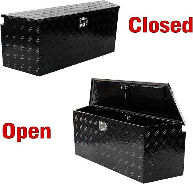 49 Inch Aluminum Trailer Tongue Tool Box 5 Bar Tread Wide Utility ToolBox for Pick Up Truck RV Storage Organizer Tool Box with Lock and Keys - 49"X15"X18.5" Black