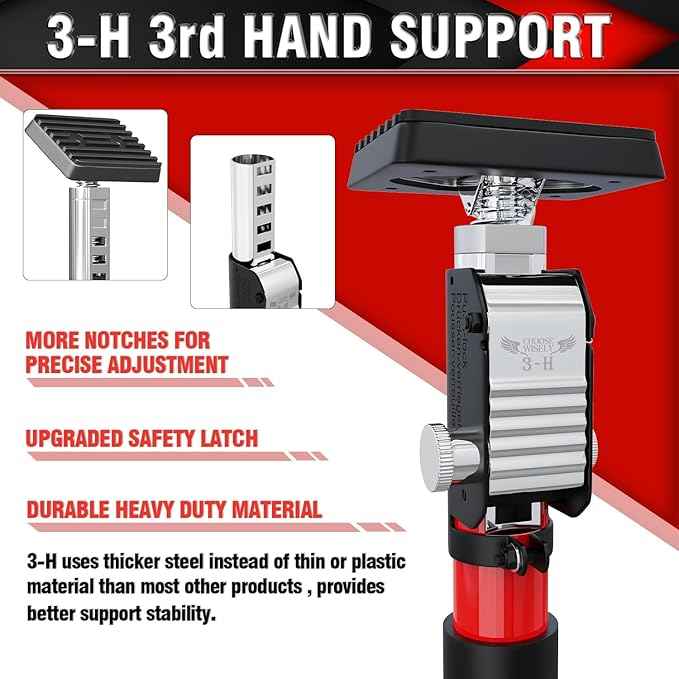 3-H Truck Cargo Bar, 43"-77" Adjustable Support Pole All Metal,Cabinet Jack,Truck Bed Divider with Self-Locking Spring Ratchet - Load Lock Bar for Vans, SUVs & Trucks,Red,1pc & Divider Bar