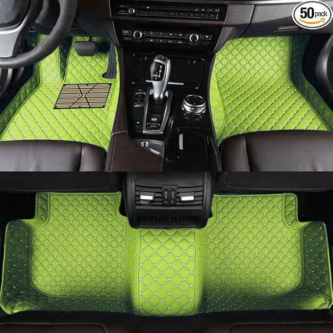 Custom Car Floor Mats for 99.99% Sedan SUV Sports Car Men Women Protection Full Coverage Pads Anti-Slip Leather Floor Lining All Weather Car Floor Mats (Apple Green)