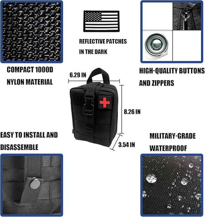 7 PACK Tactical Seat back organizer Truck organizer With 6 Detachable Pouches Universal For Car Truck Ford Jeep Military-Grade Heavier Panels With Multi-functional Packs (Premium black)