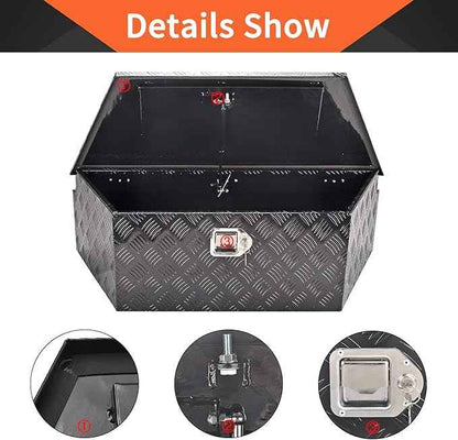 39 Inch Aluminum Trailer Tongue Tool Box 5 Bar Tread Wide Utility ToolBox for Pick Up Truck RV Storage Organizer Tool Box with Lock and Keys - 39"X16.5"X12" Black