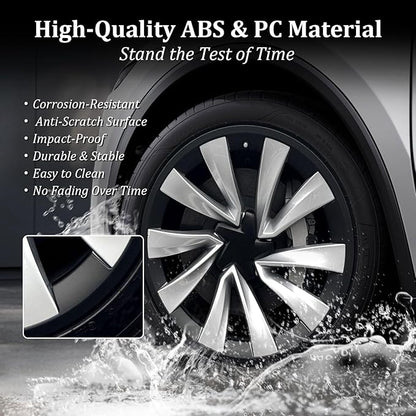 Wheel Rim Protector Designed for 2025 2026 Tesla Model Y Juniper 20 Inch Helix Wheel, 4PCS ABS Rim Guard Hubcap Cover Tire Trim Rings for Model Y Juniper Accessories, Black