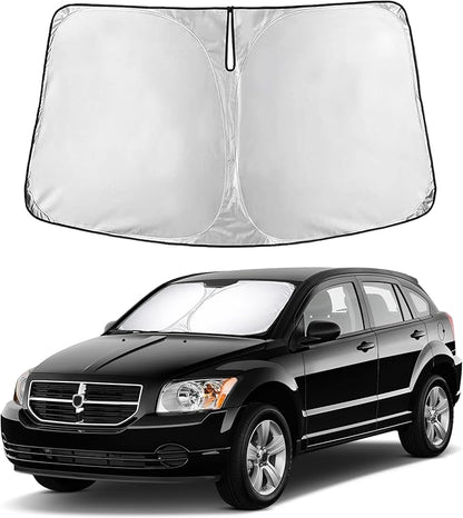 EcoNour Windshield Sunshade for Dodge Caliber 2007–2012 | Custom Fit Front Window Sun Shade | Blocks Harmful UV Rays & Reduces Heat | Foldable Sun Visor with Storage Pouch