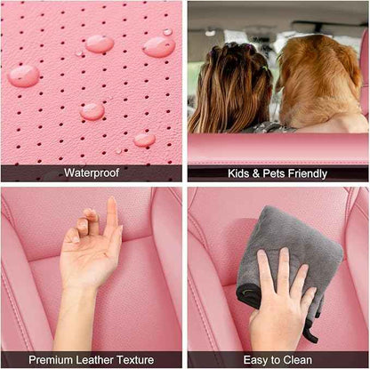 2024-2025 Tesla Model 3 Highland Upgraded Car Seat Covers Nappa Leather Car Interior Airbag Compatible Cushion Cover Full Set Custom Fit Model 3, Nappa Pink