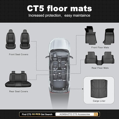 Cargo Liner Compatible with Cadillac CT5 CT5-V 2020-2025 2026 Weather-Resistant Trunk Mats for Cars with Raised Lip Non-Slip Car Rear Trunk Mat Tray Pad Boot