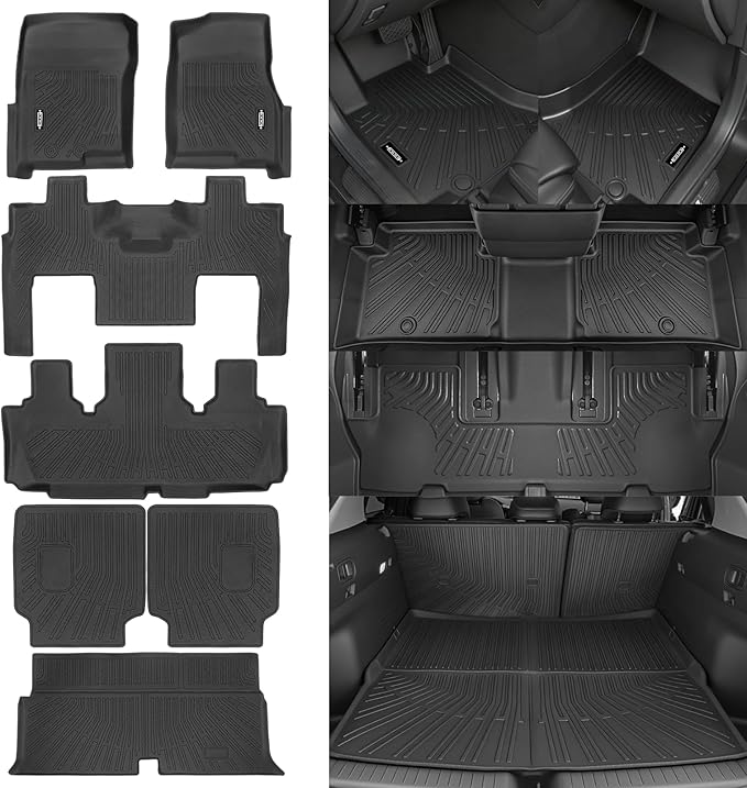 Custom Fit Floor Mats for Ford Expedition 2011-2017, All Weather TPE Floor Liners with Trunk Mat & Backrest Protectors, Odorless Full Set Interior Accessories