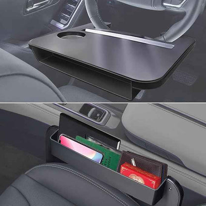 Steering Wheel Tray - 2 in 1 Car Seat Gap Filler Organizer, Multipurpose Table Tray for Eating, Drinking, Laptop