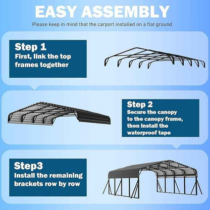 20X20 FT Metal Carport, Heavy Duty with Reinforced Galvanized Carports, Feature Weather Resistant Shelter Carport Canopy, Oversized Car Port for Boats, Cars, Trucks, and Tractors