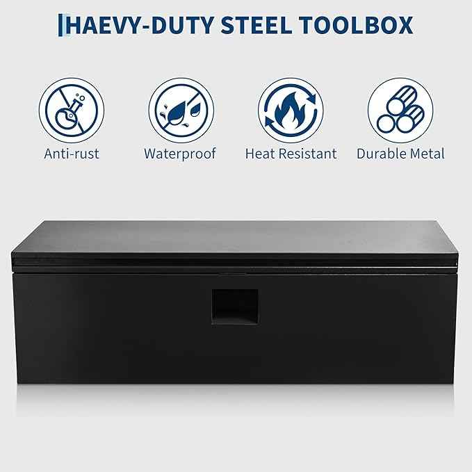 PrecisionAuto Truck Bed Toolbox Truck Tool Box Heavy Duty Steel Storage Cabinet Organizer Chest Jobsite for Pickup, RV, Trailer