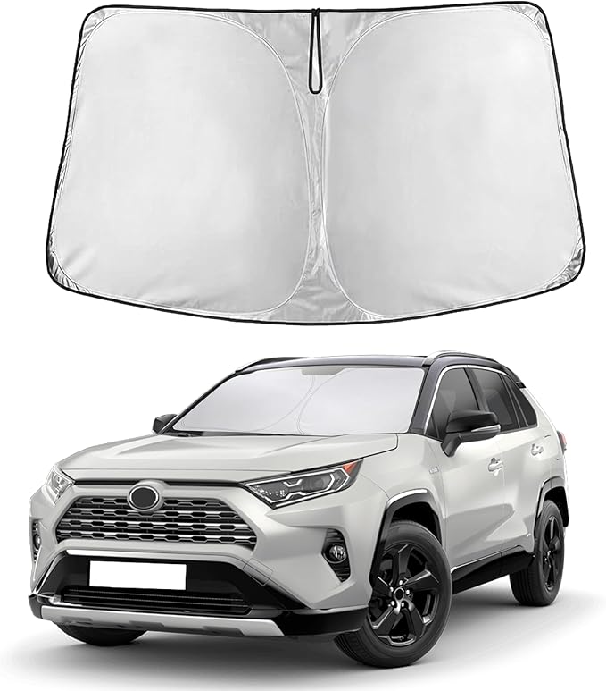 EcoNour Windshield Sun Shade Compatible for Toyota RAV4 2019–2026 | SUV Front Window Sunshade | Foldable 4-Layer Sun Visor Protector | UV & Heat Blocking | Keeps Your RAV4 Cool & Protected