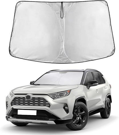 EcoNour Windshield Sun Shade Compatible for Toyota RAV4 2019–2026 | SUV Front Window Sunshade | Foldable 4-Layer Sun Visor Protector | UV & Heat Blocking | Keeps Your RAV4 Cool & Protected