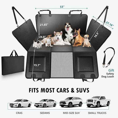 Back Seat Extender for Dogs Upgraded Anti-Scratch PU Leather, Hard Bottom Dog Car Seat Cover for Back Seat, Backseat Extender for Dogs, Waterproof Dog Hammock for Car, SUV, Small Truck, Black
