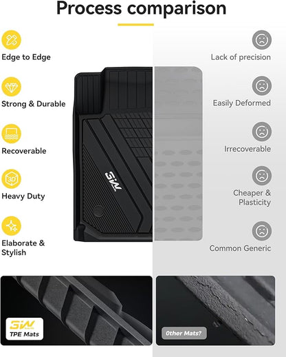 3W Floor Mats Custom Fit for 2019-2023 2024 2025 BMW G20 3 Series 330i 330e Sedan, TPE All Weather Floor Liner for BMW 3 Series G20 Accessories 1st and 2nd Row Full Set Car Mats (NOT for GT & 2 Door)
