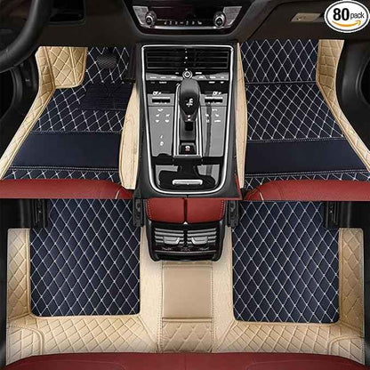 TREGOO All-Weather Anti Slip Floor mat is Suitable mats for floo of All for Tesla Models from 2012 to 2025 (Edge Beige, Black Beige)