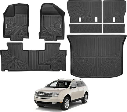 Tongama-Floor Mats for 2007-2014 Ford Edge/2007-2015 Lincoln MKX, All Weather TPE Floor Liners and Trunk Mat and Backrest Mats Protectors for Ford Edge Interior Waterproof Accessories