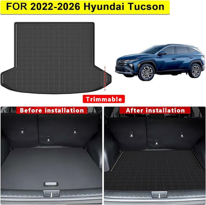 All-Weather TPE Floor Mats & Cargo Liner Set for 2022 2023 2024 2025 2026 Hyundai Tucson (Excludes Hybrid Models), Custom-Fit Hyundai Tucson Accessories Black