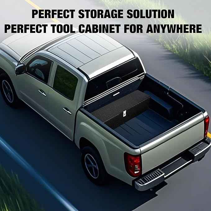 Aluminum Truck Tool Box – 39 in Lockable Under Seat Storage Organizer, Heavy-Duty & Weatherproof Car Toolbox for Pickup, SUV, Van – Rust-Proof Design with Side Handle