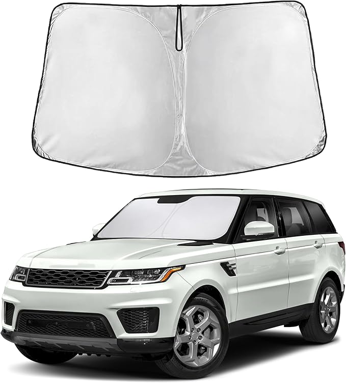EcoNour Windshield Sun Shade Compatible for Land Rover Range Rover Sport 2014-2022 Front Window Sunshade Foldable Sun Visor UV & Heat Blocking Protection