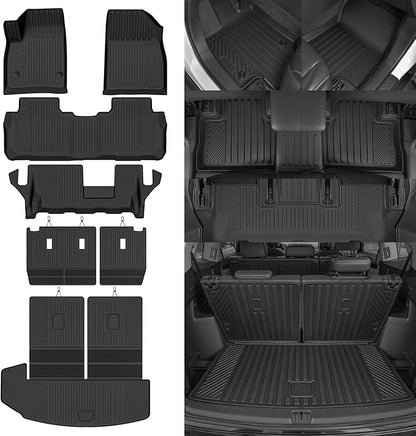 Custom Fit Floor Mats for Cadillac XT6 7 Seats/Bench Seats 2020-2026, All Weather TPE Floor Liners & Trunk Mat with Backrest Mats & 2nd Row Backrest Protectors, Full Set Interior Accessories