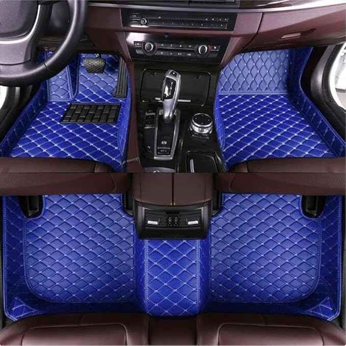 MAEVEN Customized Leather car Floor mats Suitable for 99% of car Models All-Weather Protection Waterproof Anti Slip Men's Women's car Liners (Blue)