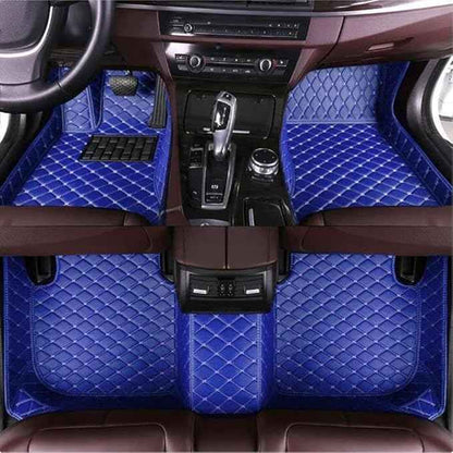 MAEVEN Customized Leather car Floor mats Suitable for 99% of car Models All-Weather Protection Waterproof Anti Slip Men's Women's car Liners (Blue)