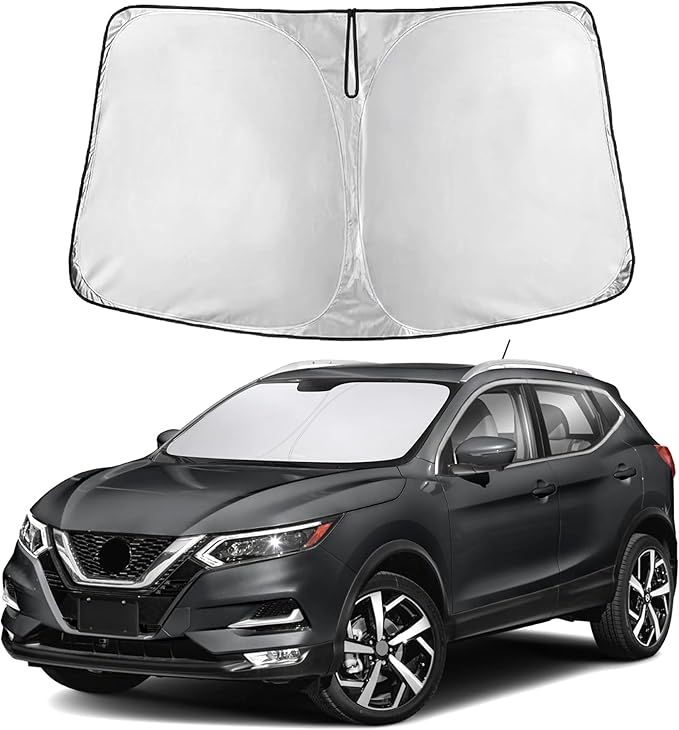 EcoNour Windshield Sun Shade Compatible for Nissan Rogue Sport 2017–2022 | Compact SUV Front Window Sunshade | Foldable Sun Visor Protector | UV & Heat Blocking Protection