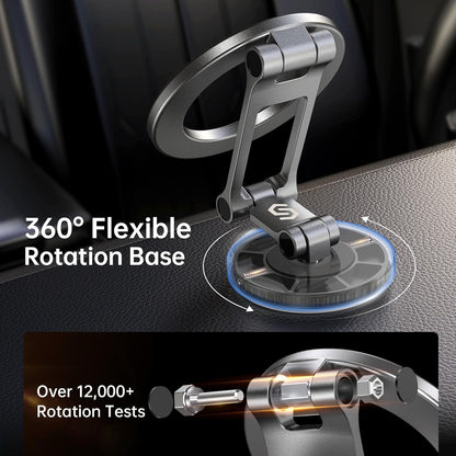 SYNCWIRE Fits MagSafe Car Mount, [All-Metal] Magnetic Phone Holder for Car, [Flexible Three-axis] 360° Rotation Magnetic Car Mount Strong Magnets Car Phone Holder Fits iPhone 16 15 14 13 12 Pro Max