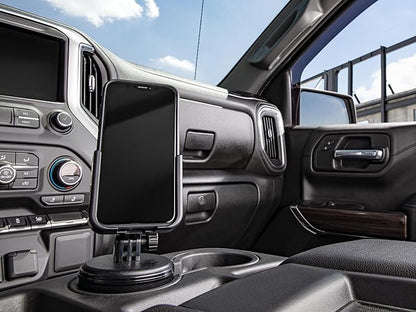 WeatherTech CupFone with Solid Billet Aluminum Knobs - Forest Green, Adjustable Phone Holder for Smartphones, 360 Rotatable Base, Easy Access Charging