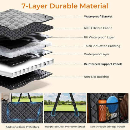 URPOWER Dogs Back Seat Extender with Non-Slip Blanket, 2 in 1 Hard Bottom Dog Car Seat Cover & Removable Dog Car Bed Mat, Waterproof Dogs Hammock for Car and SUV, Pet Rear Seat Protector Holds 400lbs